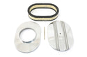 CHEVY-FORD-MOPAR 12" OVAL POLISHED ALUMINUM AIR CLEANER - PARTIAL FINNED