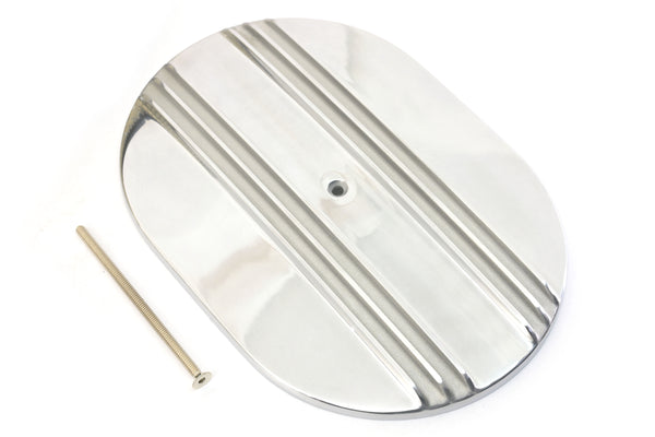 CHEVY-FORD-MOPAR 12" OVAL POLISHED ALUMINUM AIR CLEANER - PARTIAL FINNED