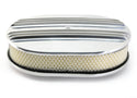 CHEVY-FORD-MOPAR 12" OVAL POLISHED ALUMINUM AIR CLEANER - PARTIAL FINNED