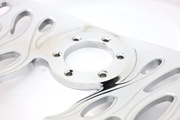 14" CHROME BILLET ALUMINUM STEERING WHEEL W- HALF WRAP - 9 HOLE