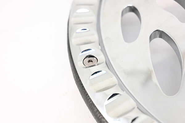 14" CHROME BILLET ALUMINUM STEERING WHEEL W- HALF WRAP - 9 HOLE