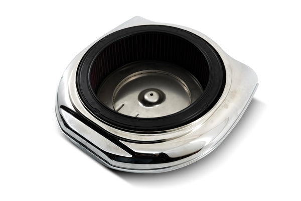 CFR Performance Retro-Style Air Cleaner Assembly – 15½" x 16" Round, Chrome, ¾" Raised Base – Compatible with 4-Barrel Carbs (1951–56 Oldsmobile & Cadillac Style) 7/8 Scale