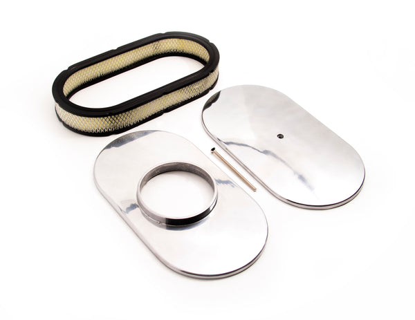 CHEVY-FORD-MOPAR 15" OVAL POLISHED ALUMINUM AIR CLEANER – DOME