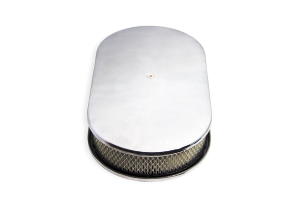 CHEVY-FORD-MOPAR 15" OVAL POLISHED ALUMINUM AIR CLEANER – DOME