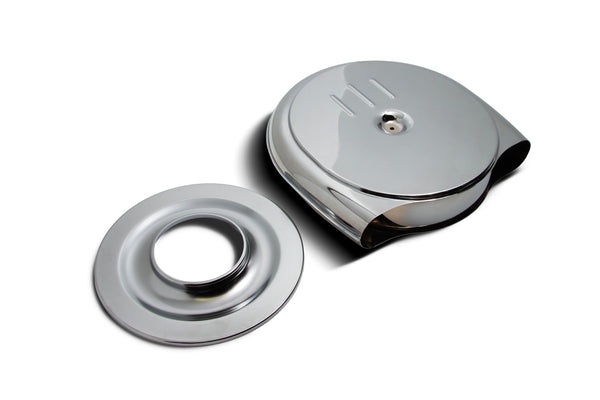 CFR Performance Retro-Style Air Cleaner Assembly – 15½" x 16" Round, Chrome, ¾" Raised Base – Compatible with 4-Barrel Carbs (1951–56 Oldsmobile & Cadillac Style) 7/8 Scale