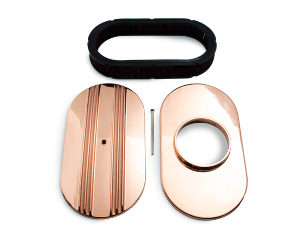 CHEVY-FORD-MOPAR ALUMINUM 15" OVAL AIR CLEANER PAPER FILTER PARTIAL FINNED - COPPER