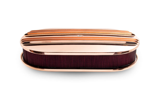 CHEVY-FORD-MOPAR ALUMINUM 15" OVAL AIR CLEANER PAPER FILTER PARTIAL FINNED - COPPER