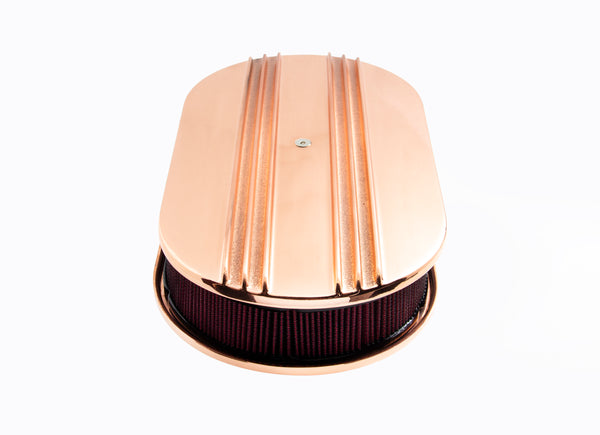 CHEVY-FORD-MOPAR ALUMINUM 15" OVAL AIR CLEANER PAPER FILTER PARTIAL FINNED - COPPER