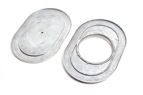 CHEVY-FORD-MOPAR 12" OVAL POLISHED ALUMINUM AIR CLEANER - BALL MILLED