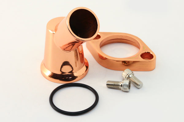CHEVY SMALL BLOCK-BIG BLOCK ALUMINUM 45 DEGREE SWIVEL WATER NECK - COPPER