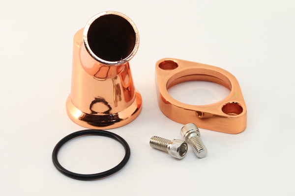 CHEVY SMALL BLOCK-BIG BLOCK ALUMINUM 45 DEGREE SWIVEL WATER NECK - COPPER