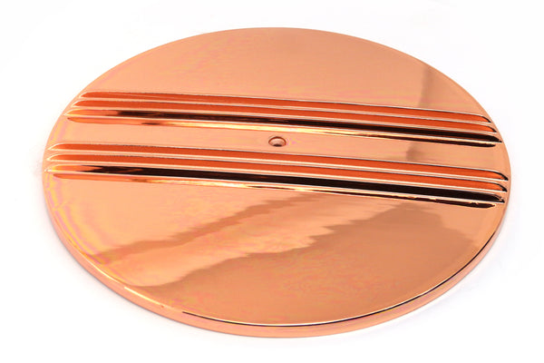 CHEVY-FORD-MOPAR 14" ROUND  ALUMINUM AIR CLEANER TOP - PARTIAL FINNED - COPPER