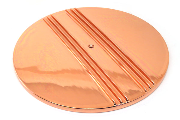CHEVY-FORD-MOPAR 14" ROUND  ALUMINUM AIR CLEANER TOP - PARTIAL FINNED - COPPER