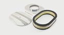 CHEVY-FORD-MOPAR 12" OVAL POLISHED ALUMINUM AIR CLEANER - PARTIAL FINNED