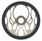 14" CHROME ALUMINUM STEERING WHEEL GENUINE LEATHER HALF WRAP 6 BOLT- CHROME