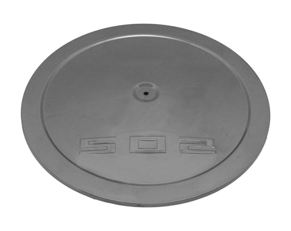 CHEVY-FORD-MOPAR STEEL 16" AIR CLEANER WITH 502 LOGO TOP - BLACK CHROME