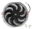 12" HIGH PERFORMANCE ELECTRIC SILVER RADIATOR COOLING FAN - CURVED BLADE - CHROME