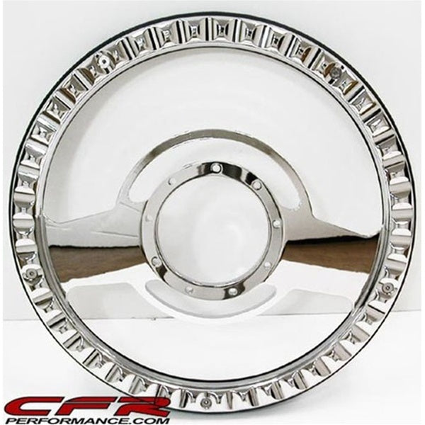 14" CHROME BILLET ALUMINUM STEERING WHEEL W- HALF WRAP - 9 HOLE