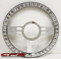 14" CHROME BILLET ALUMINUM STEERING WHEEL W- HALF WRAP - 9 HOLE