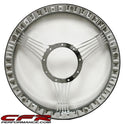 14" CHROME BILLET ALUMINUM STEERING WHEEL W- HALF WRAP - 9 HOLE