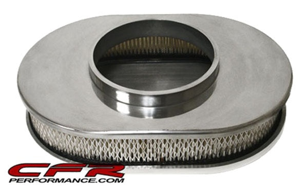 CHEVY-FORD-MOPAR 12" OVAL CHROME ALUMINUM AIR CLEANER - BALL MILLED