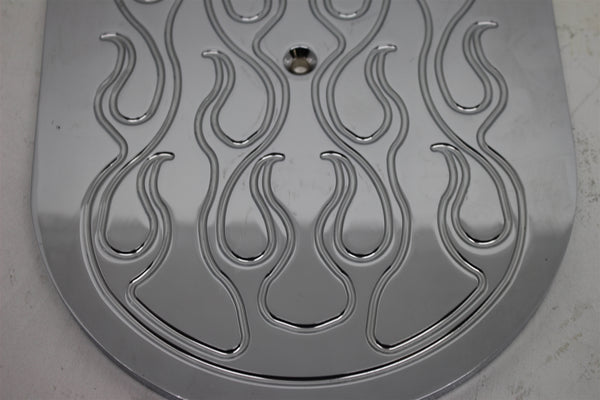 CHEVY-FORD-MOPAR 12" OVAL CHROME ALUMINUM AIR CLEANER - FLAMED
