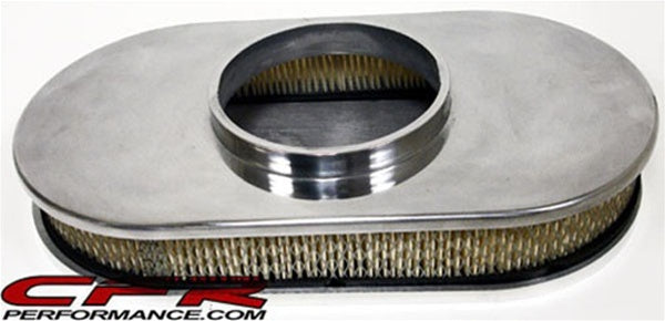 CHEVY-FORD-MOPAR 15" OVAL POLISHED ALUMINUM AIR CLEANER - SMOOTH