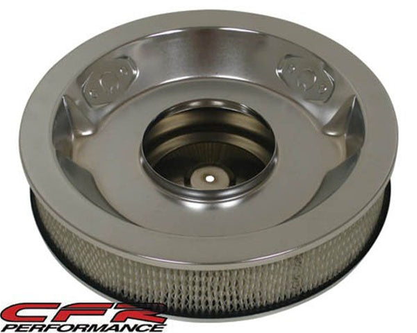 CHEVY-FORD-MOPAR 14" ROUND CHROME ALUMINUM AIR CLEANER - FLAMED