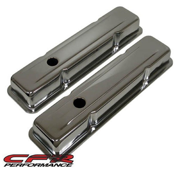 1958 86 CHEVY SMALL BLOCK 283 305 327 350 400 SHORT STEEL VALVE COVERS CHROME