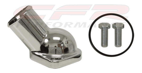 Hot Rod Chrome Early Chevy O-Ring Water Neck – SBC BBC, 1955-64, Chrome Steel (H9228C)