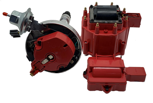 Chevy-GM Hei distributor ignition V8 65k Coil 283 305 307 327 350 383 400 427 SBC Small Block 396 427 454 BBC Big Block (Red)