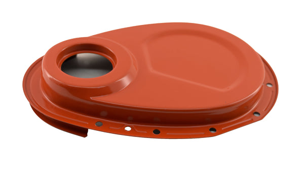 Steel Timing Chain Cover Fits 1955–1995 Chevy SBC 283–400 – Painted Orange