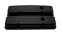 Aluminum Valve Covers – Short Style – Compatible with Chevy Small Block 283‑400 – Finned – Black