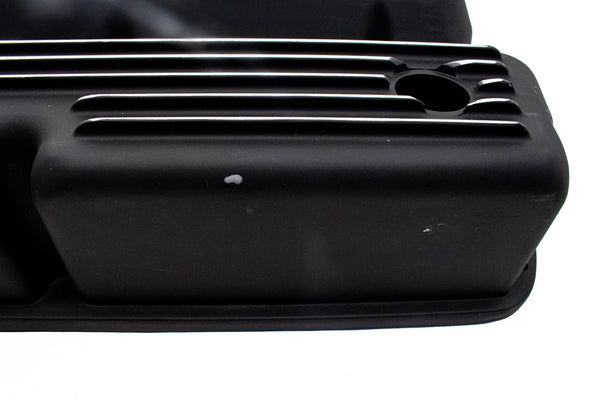 ALUMINUM 1962-85 FORD SB 289-302-351W 5.0 TALL VALVE COVERS POLISHED FINNED - BLACK