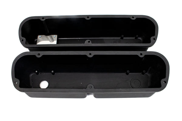 ALUMINUM 1962-85 FORD SB 289-302-351W 5.0 TALL VALVE COVERS POLISHED FINNED - BLACK