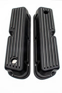 ALUMINUM 1962-85 FORD SB 289-302-351W 5.0 TALL VALVE COVERS POLISHED FINNED - BLACK