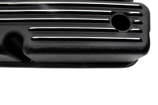 ALUMINUM 1962-85 FORD SB 289-302-351W 5.0 TALL VALVE COVERS POLISHED FINNED - BLACK