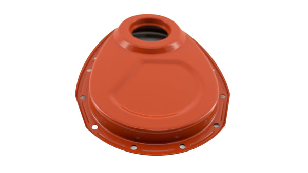 Steel Timing Chain Cover Fits 1955–1995 Chevy SBC 283–400 – Painted Orange
