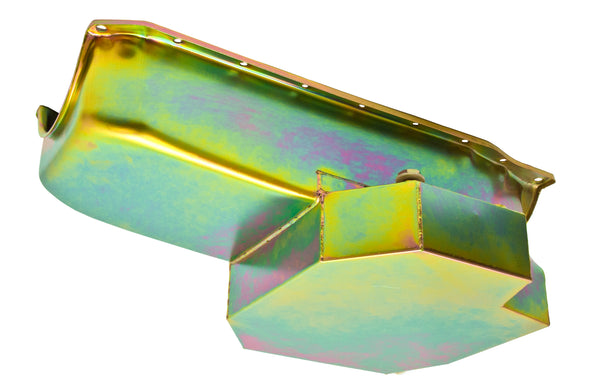 STEEL RACING OIL PAN – ZINC COATED – COMPATIBLE WITH 1986–2002 CHEVY SB 283/305/327/350/400 (ONE-PIECE REAR MAIN SEAL)