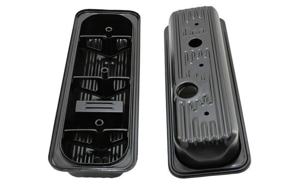 Steel Valve Covers Fits 1985–1993 Chevy/GMC 4.3L V6 – Center Bolt – Ball Milled – Black