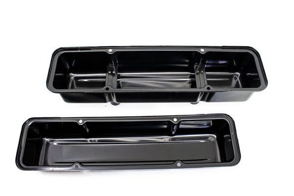 ALUMINUM STAMPED TALL VALVE COVERS CHEVY SB CIRCLE TRACK 283-400 -  ANODIZED BLACK