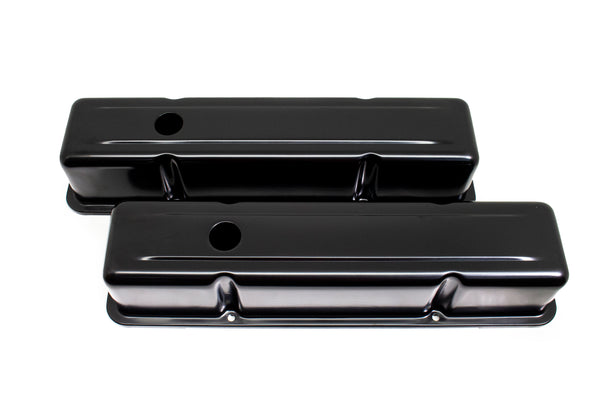 1958-86 CHEVY SMALL BLOCK 283-305-327-350-400 TALL STEEL VALVE COVERS - BLACK