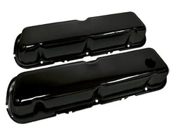 Steel Valve Covers Fits 1986–95 Ford 302 5.0L Fox‑Body Mustang – Smooth – 1 Hole & 1 No‑Hole – Black