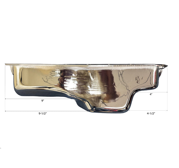 NHRA Approved Steel Oil Pan Fits 1971–1980 Chrysler/Mopar SB 360 – Mid-Rear Sump – 4 Quart – Zinc