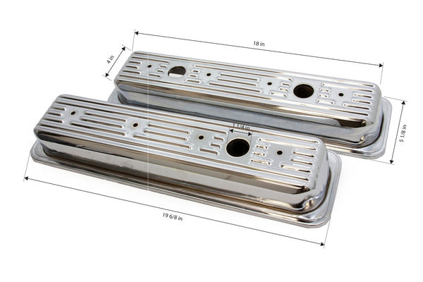 1987-00 CHEVY/GMC SB V8 5.0L & 5.7L VALVE COVERS – CHROME – CENTER BOLT – PAIR