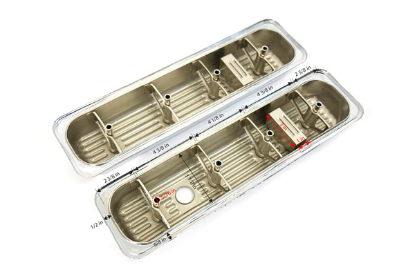 1987-00 CHEVY/GMC SB V8 5.0L & 5.7L VALVE COVERS – CHROME – CENTER BOLT – PAIR