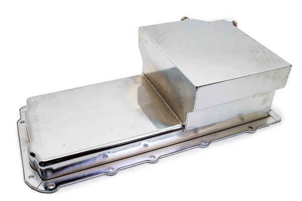 STEEL CHEVY GM LS ENGINES OIL PAN 7 QT FILTER ADAPTER - CHROME