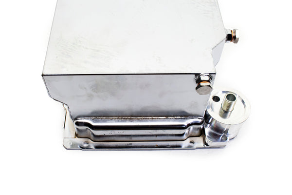 STEEL CHEVY GM LS ENGINES OIL PAN 7 QT FILTER ADAPTER - CHROME
