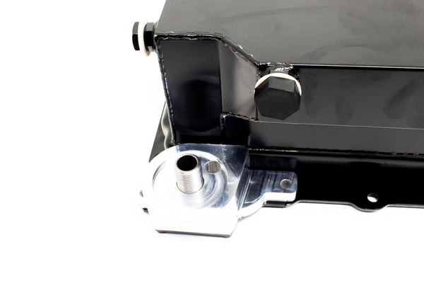 STEEL CHEVY GM LS ENGINES OIL PAN 7 QT FILTER ADAPTER - BLACK