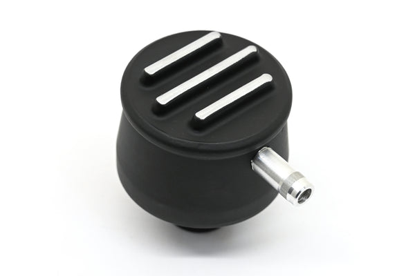 ALUMINUM BREATHER PCV VALVE  POLISHED FINNED - BLACK